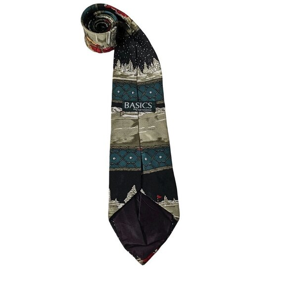 Basics By Croft & Barrow Christmas Santa Claus Golfing Novelty Silk Necktie - Picture 5 of 7